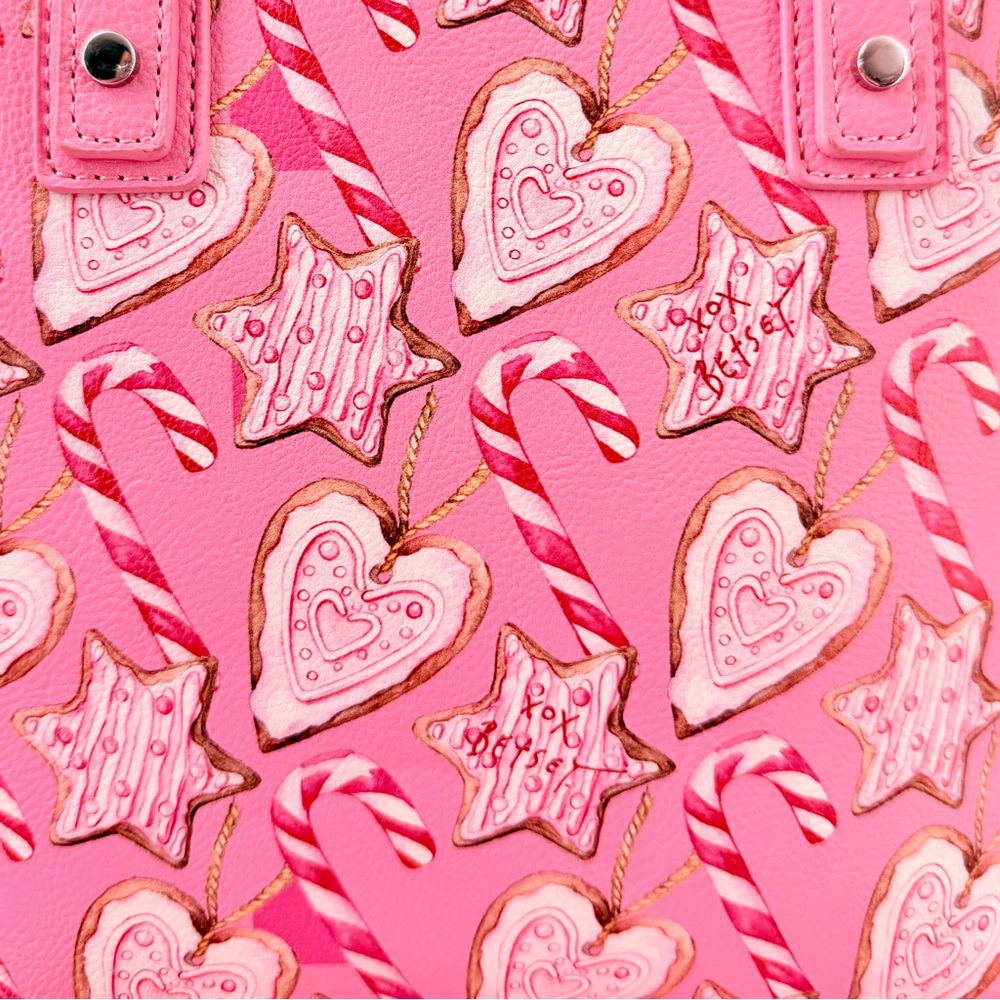 Pink Holiday Gingerbread Candy Cane Tote Bag Betsey Johnson Limited Edition - Picture 6 of 12